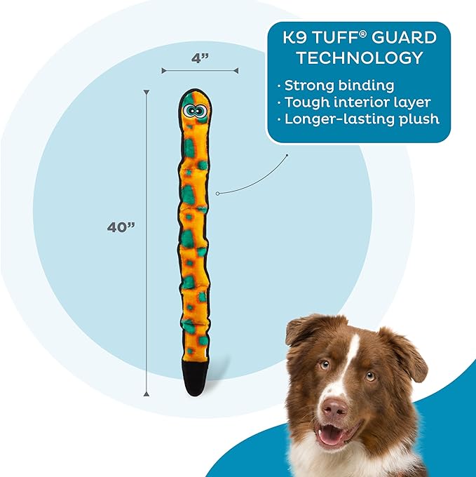 Outward Hound Durablez Orange Snake Plush Dog Toy, XL