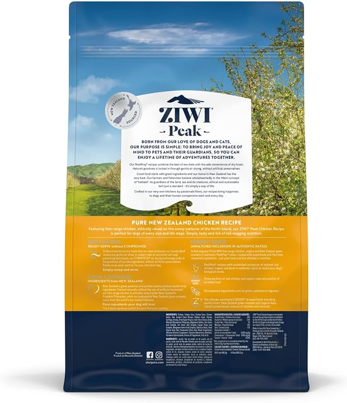 ZIWI Peak Air-Dried Dog Food – All Natural, High Protein, Grain Free and Limited Ingredient with Superfoods (Chicken, 2.2 lb)