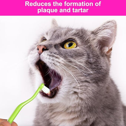 2pcs Dual Sided Cat & Dog Toothbrushes 6.3x0.63in Kitten Puppy Teeth Cleaning Brush Micro Head Pets Kitty Dental Care for Prevent Bad Breath & Plaque Tartar Formation (Pink,Green)