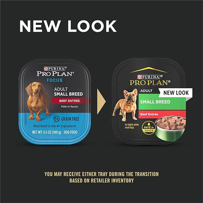Purina Pro Plan Wet Dog Food for Small Dogs, Adult Small Breed Beef Entree High Protein Dog Food - (Pack of 12) 3.5 oz. Trays