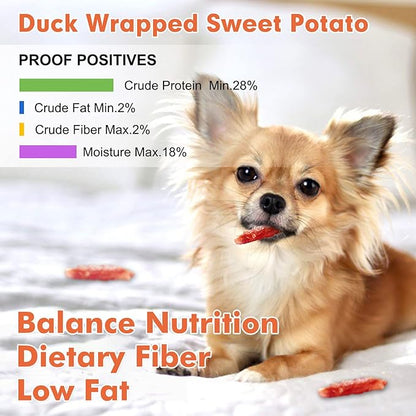 MON2SUN Dog Treats Rawhide Free Duck Wrapped Sweet Potato Dog Snacks, Gluten & Grain Free Dog Treats for Puppy and Small Dogs, (Duck, 1.56 Pound-Pack of 1)