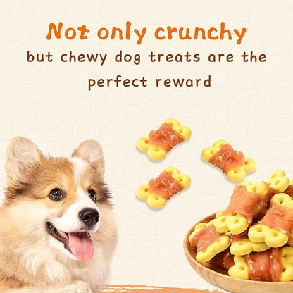 Dog Treats Chicken Wrapped Pumpkin Biscuits, Grain Rawhide and Gluten Free, w/Taurine Low Fat Healthy Chewy Training Treats,12.5 oz