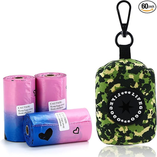 Dog Poop Bag Holder - Leak-Proof 60 Dog Waste Bags - Ultra Thick, Extra Large Poop Bags for Dogs