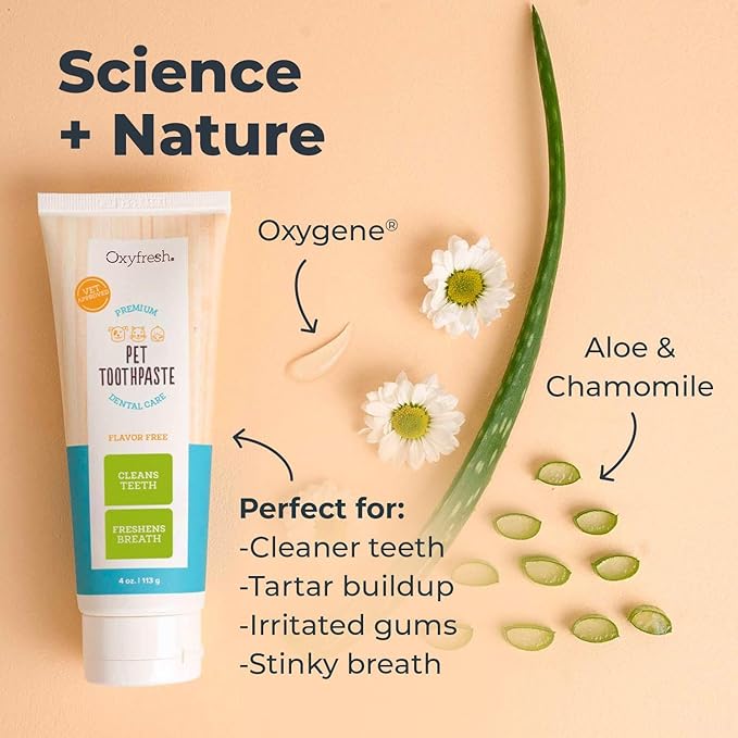 Oxyfresh Premium Dog Toothpaste – Best Dog Teeth Cleaning & Dog Plaque and Tartar Fighter – Safe for Cat Toothpaste Too – Vet Formulated Pet Toothpaste, 4oz