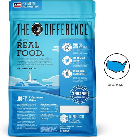 BIXBI Liberty Grain Free Dry Dog Food, Fisherman's Catch, 4 lbs - Fresh Fish, No Fish Meal - Gently Steamed & Cooked - No Soy, Corn, Rice or Wheat for Easy Digestion - USA Made