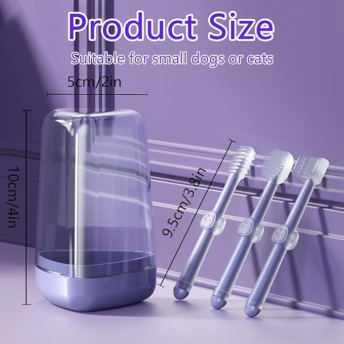 3PCS Cat Toothbrush Kit, Dog Toothbrush Kit, Pet Toothbrush Set for Cats and Dogs - Complete Oral Care with Soft Bristles - Ideal for Teeth Cleaning, Dental Hygiene, Plaque Removal