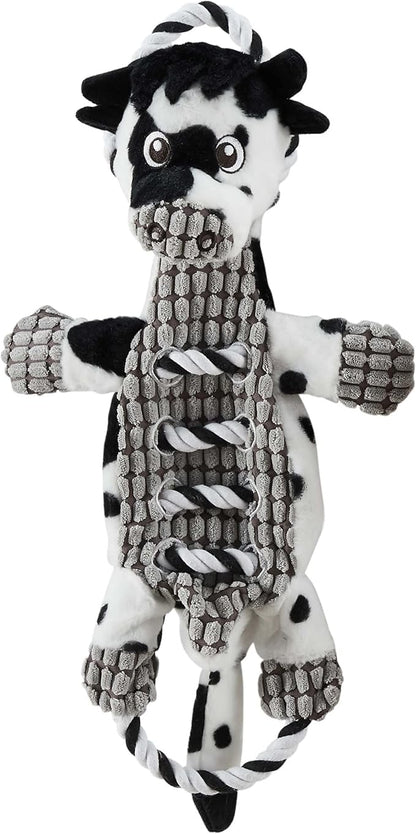Charming Pet Outward Hound Ropes-A-Go-Go Cow Interactive Plush Squeaky Dog Tug Toy