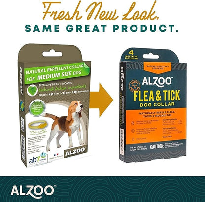 Flea & Tick Dog Collar, Helps Repel Fleas, Ticks & Mosquitoes, 100% Plant-Based Active Ingredients, Phthalates and PVC Free, Up to 4 Months Protection, Medium-Sized Dogs: 16-40 lbs, Pack of 2