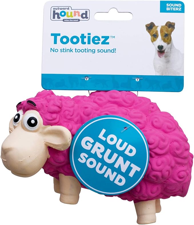 Outward Hound Tootiez Sheep Grunting Latex Rubber Dog Toy, Small