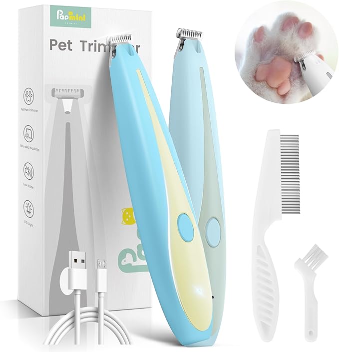 Dog Clippers for Grooming,35dB Ultra-Low Noise 2 Speed Dog Paw Trimmer,USB Rechargeable Dog Trimmer for Grooming,Cordless Dog Shaver for Paws,Eyes,Ears,Face,Rump with LED Light