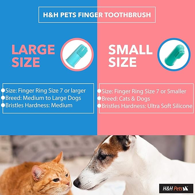 H&H Pets Dog Toothbrushes and Toothpaste Best Professional Cat & Dog Finger Toothbrush, Dog Toothpaste Series with Many Size Options