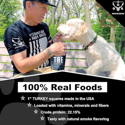 Operation Good Boy Dog Treats - 1" Turkey Squares Delta Oscar Golf Treats | Natural, Farm-Raised Meat - Vet-Formulated AAFCO approved ingredients | Perfect Training Treats for Medium to Large Dogs