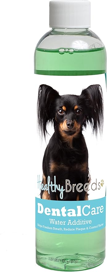 Healthy Breeds Dog Dental Care Water Additive for Russian Toy Terrier - Helps Freshen Breath, Reduce Plaque & Control Tartar - Mint Flavor - 8 oz