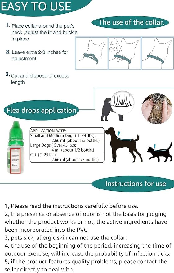 Total Pest Defense: Dog Flea and Tick Prevention Drops, Repels Efficiently, Natural Formula, Comes with Free Flea Collar and Comb, for Dogs 4-44-88 lbs, (6 Month Supply)