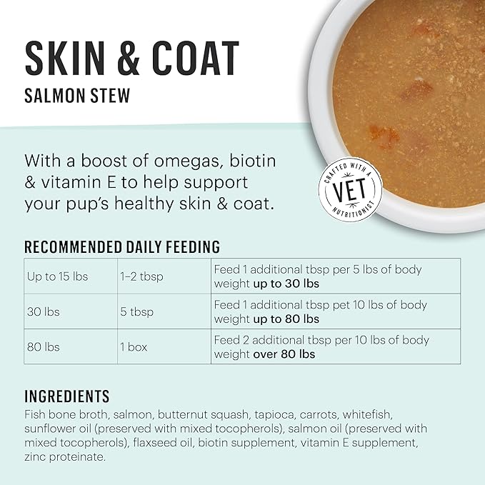 The Honest Kitchen Functional Pour Overs: Skin & Coat - Salmon Stew Dog Food Topper, 5.5 oz x12