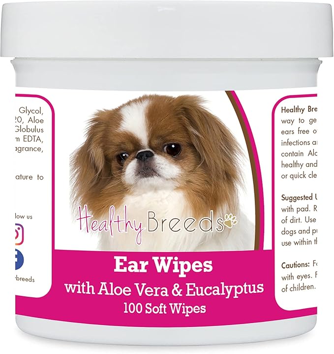 Healthy Breeds Japanese Chin Ear Cleaning Wipes with Aloe & Eucalyptus for Dogs 100 Count