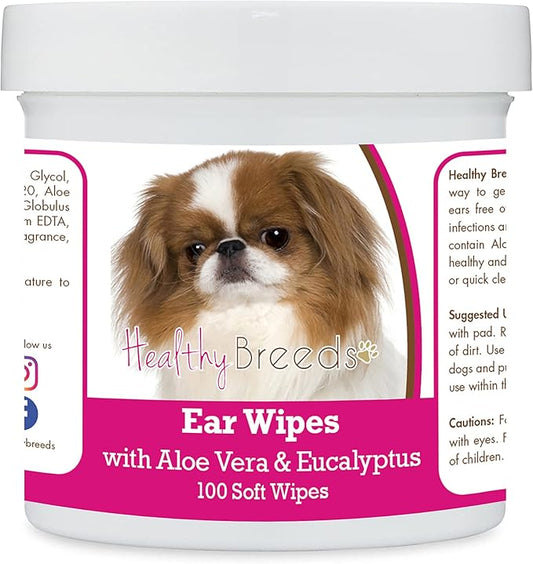 Healthy Breeds Japanese Chin Ear Cleaning Wipes with Aloe & Eucalyptus for Dogs 100 Count