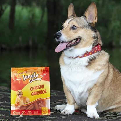 Jungle Calling Dog Treats Chicken Jerky Training Treats, Slow Roasted Snacks for Medium and Large Dogs Chewy Treats 10.6 Ounce (Chicken Sausage)