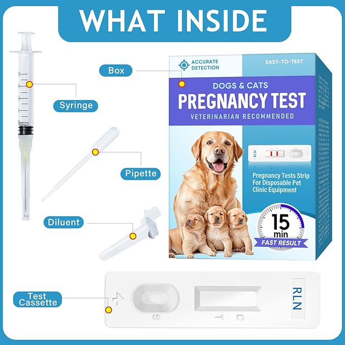 Dog Pregnancy Test Kit at Home, White, Fast and Accurate Detection, Pregnancy Tests Strip for Dog Disposable Pet Clinic Equipment, Simple Operation for Early Pregnancy Detection Yourself at Home