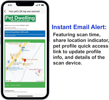 Advanced QR Code Pet ID Tags for Small to Medium Dogs and Cats: Online Pet Profile & Instant Scan Location Email Alert(Lux Black Mini)