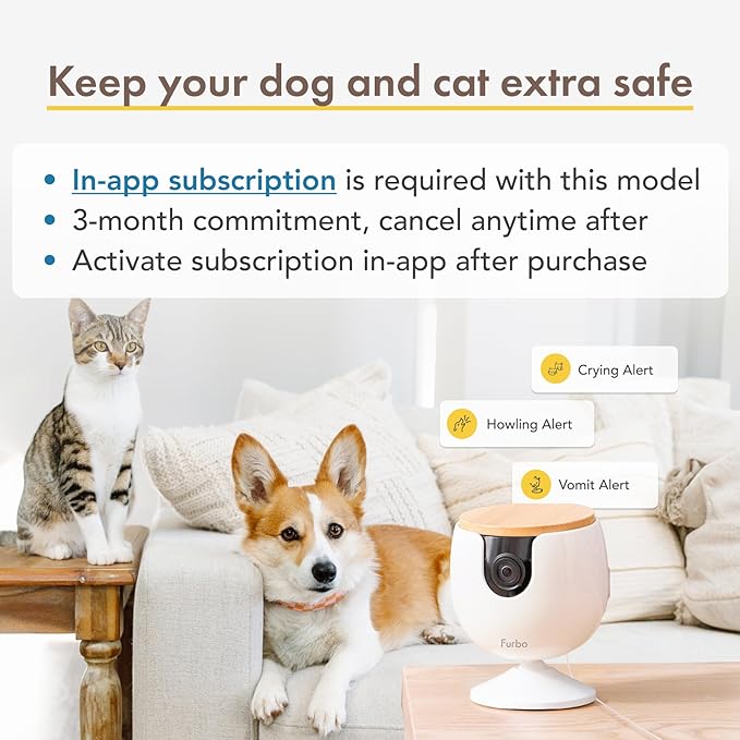 Furbo Mini NEW Pet Camera + Nanny Bundle: Home Security & Cat, Dog Safety Alerts, Pet Camera with Speaker, Smart Home Indoor Cam w Phone App & Night Vision (Additional Subscription Required at Setup)