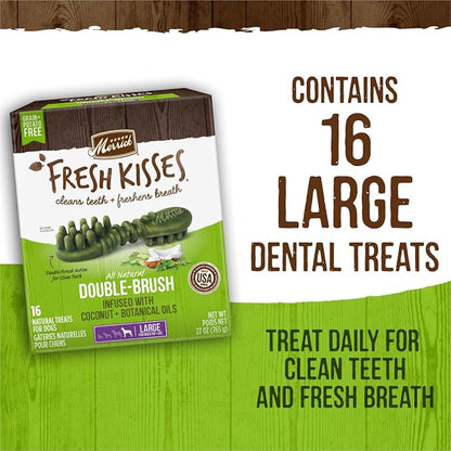 Merrick Fresh Kisses Natural Dental Chews Infused With Coconut And Botanical Oils For Large Dogs Over 50 Lbs - 22 ct. Box