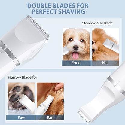 oneisall Dog Clippers for Grooming, Cordless Dog Paw Trimmers with Double Blades, Low Noise Dog Clippers for Trimming Hair Around Paws, Eyes, Ears, Face, Rump