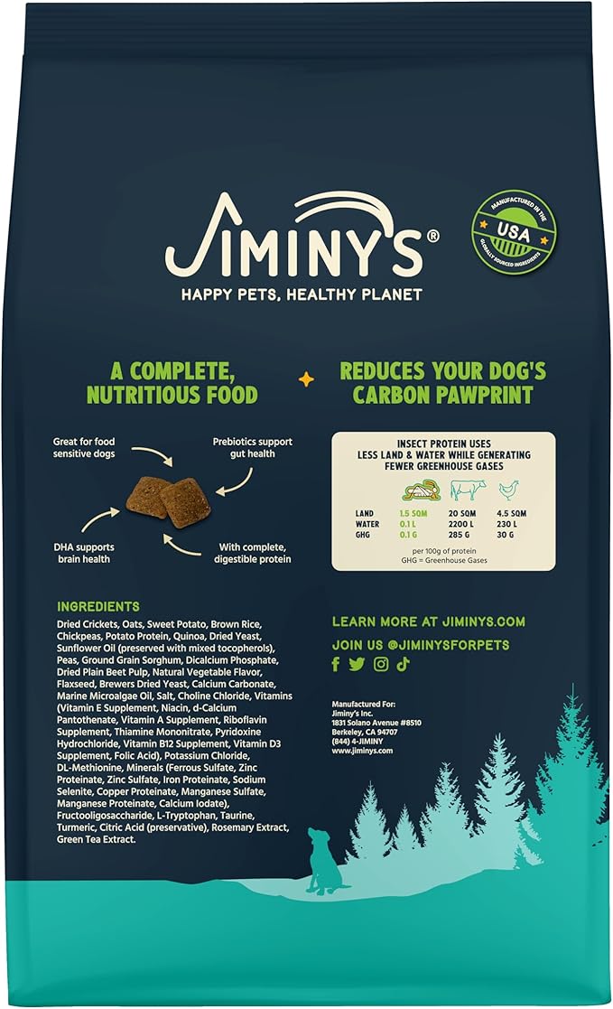 Jiminy's Cravin' Cricket Dry Dog Food, Hypoallergenic, Sensitive Stomach, 10lb Bag (Pack of 1)
