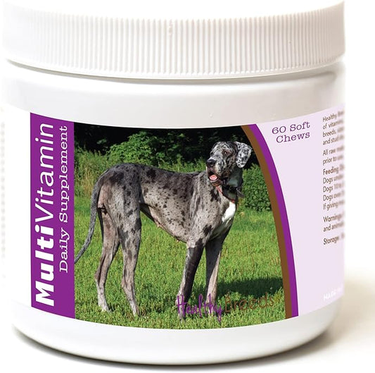 Healthy Breeds Great Dane Multivitamin for Dogs - Vet Recommended Daily Supplement - Bacon Flavored - 60 Soft Chews