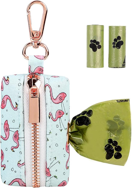 ARING PET Dog Waste Bag Dispenser, Cotton Doggy Poop Bags Holders Attach to Any Leashes, Portable Washable Plaid Pet Waste Pouch Dispenser with Metal Zipper