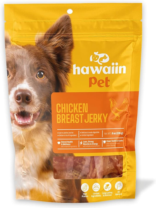 Chicken Jerky Dog Treats 8 oz, Rawhide-Free, Grain-Free, Made with Real Breast, Healthy, Long-Lasting and Great Tasting Treat