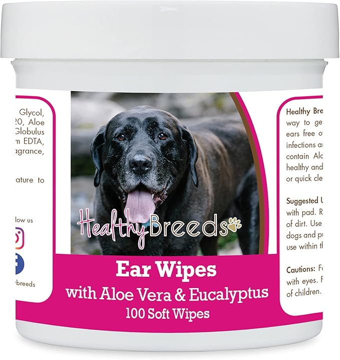 Healthy Breeds Mastador Ear Cleaning Wipes with Aloe & Eucalyptus for Dogs 100 Count