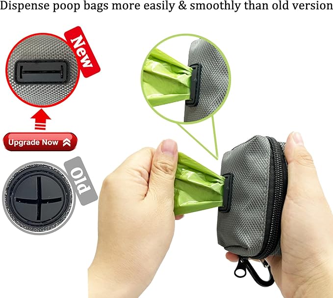 Dog Poop Bag Holder, 2 Pack Poop Bag Holder for Leash, CAKOVANO Pet Waste Bag Dispenser Dog Bag Holder Leash Attachment, Poop Bag Dispenser with Carabiner Clip with 2 Rolls of Poop Bags