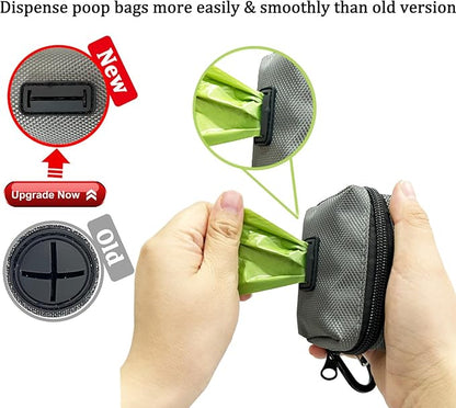 Dog Poop Bag Holder, 2 Pack Poop Bag Holder for Leash, CAKOVANO Pet Waste Bag Dispenser Dog Bag Holder Leash Attachment, Poop Bag Dispenser with Carabiner Clip with 2 Rolls of Poop Bags