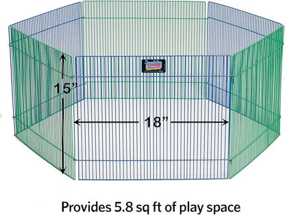 MidWest Homes for Pets Small Animal Pet Playpen /Exercise Pen, Blue and Green,1 Count (Pack of 1), Small Animal Playpen.