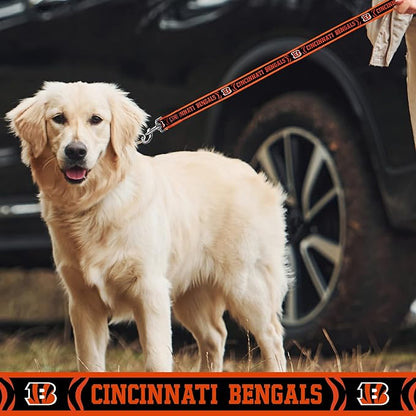 NFL PET Leash, Medium, Cincinnati Bengals Dog Leash, Football Team Leash for Dogs & Cats. A Shiny & Colorful Dog & Cat Leash with Embroidered Team Name/Logo Licensed by the NFL