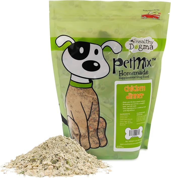 Healthy Dogma - PetMix Dehydrated Dog Food for Allergies - Grain Free, Freeze Dried, Raw, Homemade Dog Food (Chicken Dinner, 2 lbs)