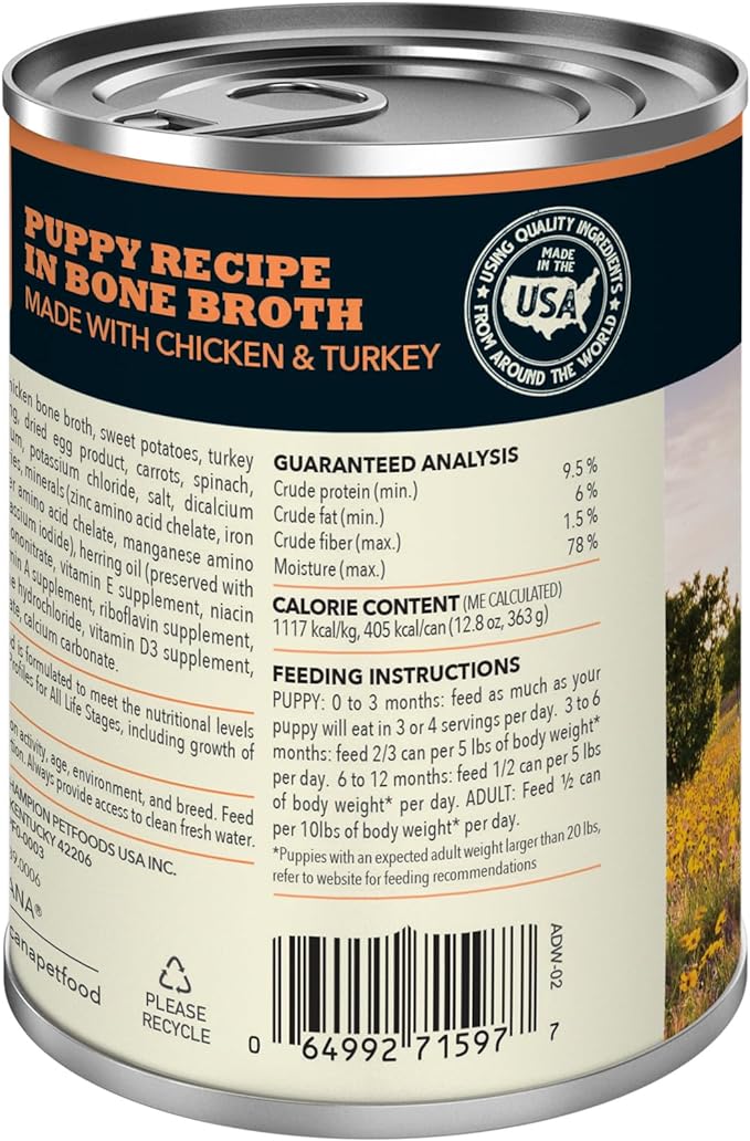ACANA Premium Pate Wet Dog Food, Puppy Recipe in Bone Broth, 12.8oz (Case of 12)