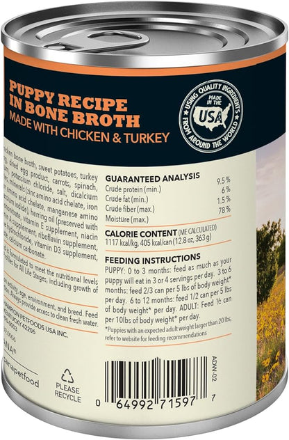 ACANA Premium Pate Wet Dog Food, Puppy Recipe in Bone Broth, 12.8oz (Case of 12)