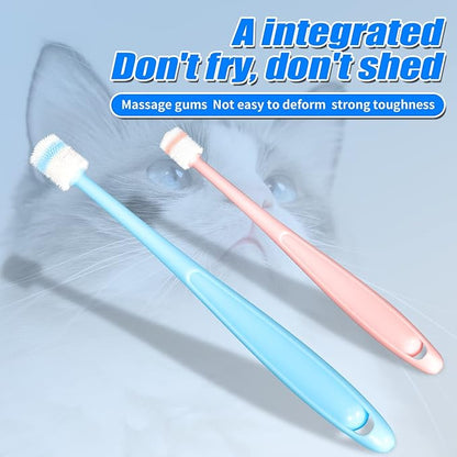 4 pcs Small dog & Cat Toothbrush 360 Degree Soft Silicone, Cat Dental Care, Pet Toothbrush, Oral Hygiene, Easy to Handle, Deep Clean, Independent Packaging, light sky blue & light pink (4 Pack Green)
