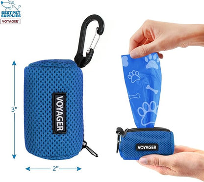 Best Pet Supplies 2-Pack Dog Poop Bag Holder Leash Attachment, Color, Reusable Mesh Dispenser Pouch for Travel, Walking, Park, and Outdoor Use, Soft and Durable with Clip-On - Mesh Royal Blue