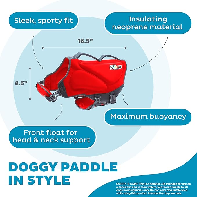 Outward Hound Dawson Swim Red Dog Life Jacket, XL
