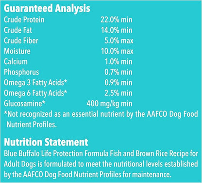 Blue Buffalo Life Protection Formula Natural Adult Dry Dog Food, Fish and Brown Rice 15-lb