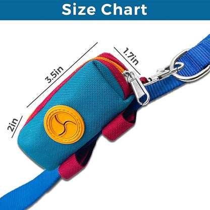 Dog Poop Bag Holder Zippered Pouch, Portable Dog Poop Bag Dispenser with 1 Metal Clip, Fashion Color Matching Canvas Waste Bag Holder for Leashes - 2pack