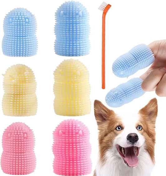 Dog Toothbrush Dog Tooth Brushing Kit ，6Pack Dog Finger Toothbrush for Dog Teeth Cleaning&Dog Dental Care, Dog Tooth Brush Pet Toothbrush