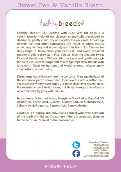 Healthy Breeds English Toy Spaniel Ear Cleanse with Aloe Vera Sweet Pea and Vanilla 8 oz