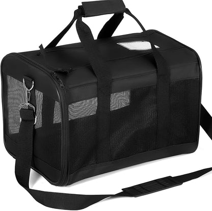 Comfort Carrier-Portable & Breathable Soft-Sided Cat Carrier with Fleece Pad,Lightweight,Collapsible,Durable & Safe Pet Travel Bag with Pockets
