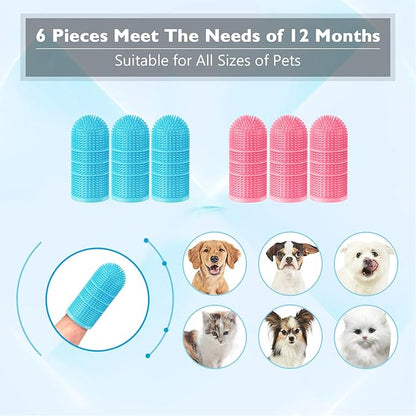 Dog Toothbrush,Dog Finger Toothbrush for Dog Teeth Cleaning,Dog/Puppy Tooth Brushing Kit,Cat Toothbrush with Full Surround Bristles,Finger Toothbrush for Dogs/Cats
