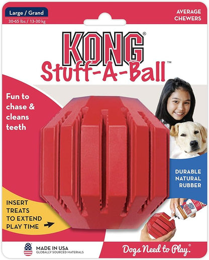 KONG Stuff-A-Ball - Durable Chew Toy for Dogs - Natural Rubber Dog Toy for Dental Health - Pet Toy for Chewing & Teeth Cleaning - Stuffable Toy for Dog Treats & Snacks - for Large Dogs