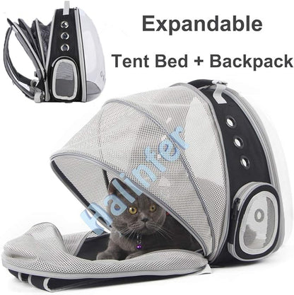 Back Expandable Cat Backpack Carrier, Fit up to 12 lbs, Space Capsule Bubble Window Pet Carrier Backpack for Cat and Small Puppy
